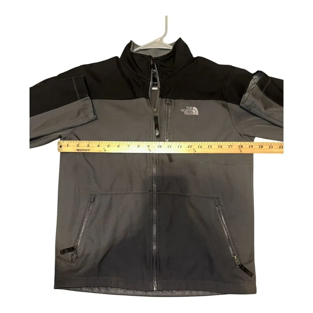 North Face Boys Gray/Black Soft Shell Fleece Lined Jacket, Large 14/16